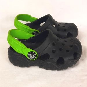 Crocs Toddler Clog Sandals Size 6C Black Green Waterproof